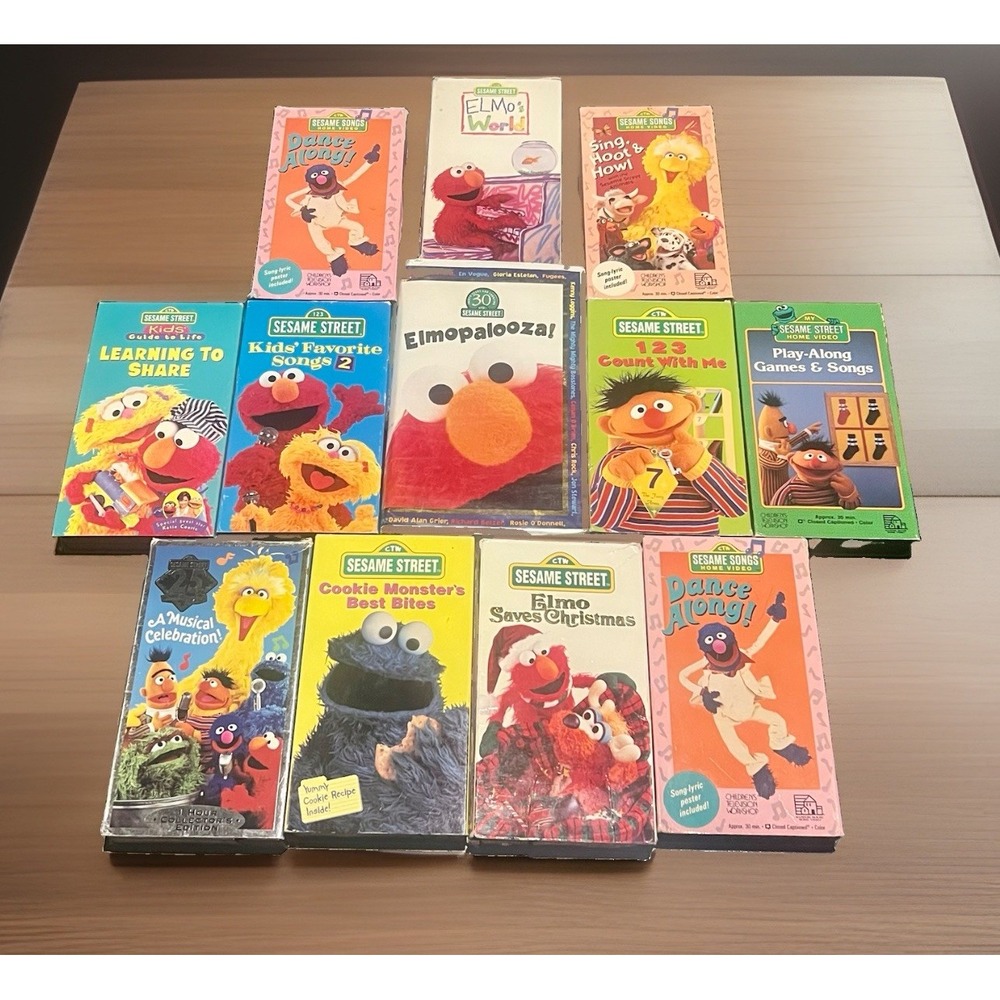 Sesame Street VHS Cartoons [Lot of 12] Rare Vintage 80s/90s - Tested & Working